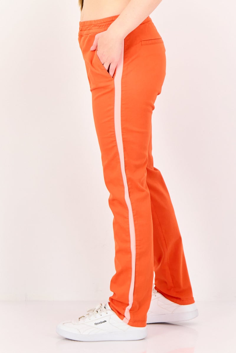 Reiko Women Regular Fit Plain Slim Leg Pants, Orange - Image 4