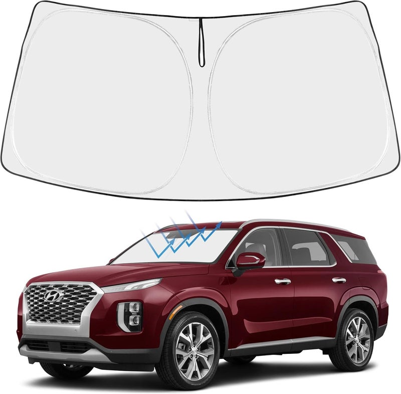 Proadsy حاجب شمس أمامي من مطوي قابل للطي واقي شمسي مخصص لسيارات Hyundai Palisade 2020 2021 2022، إكسسوارات 2022 - Image 1