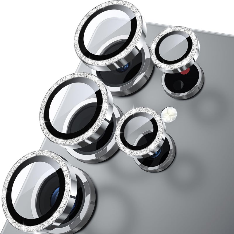 WSKEN for Samsung Galaxy S25 Ultra Camera Lens Protector - Ultra Thin Case Friendly, 9H Shatterproof Tempered Glass with Aluminum Metal Circle Camera Screen Protector Cover Accessories, Glitter - Image 1