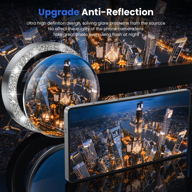 WSKEN for Samsung Galaxy S25 Ultra Camera Lens Protector - Ultra Thin Case Friendly, 9H Shatterproof Tempered Glass with Aluminum Metal Circle Camera Screen Protector Cover Accessories, Glitter - Image 2