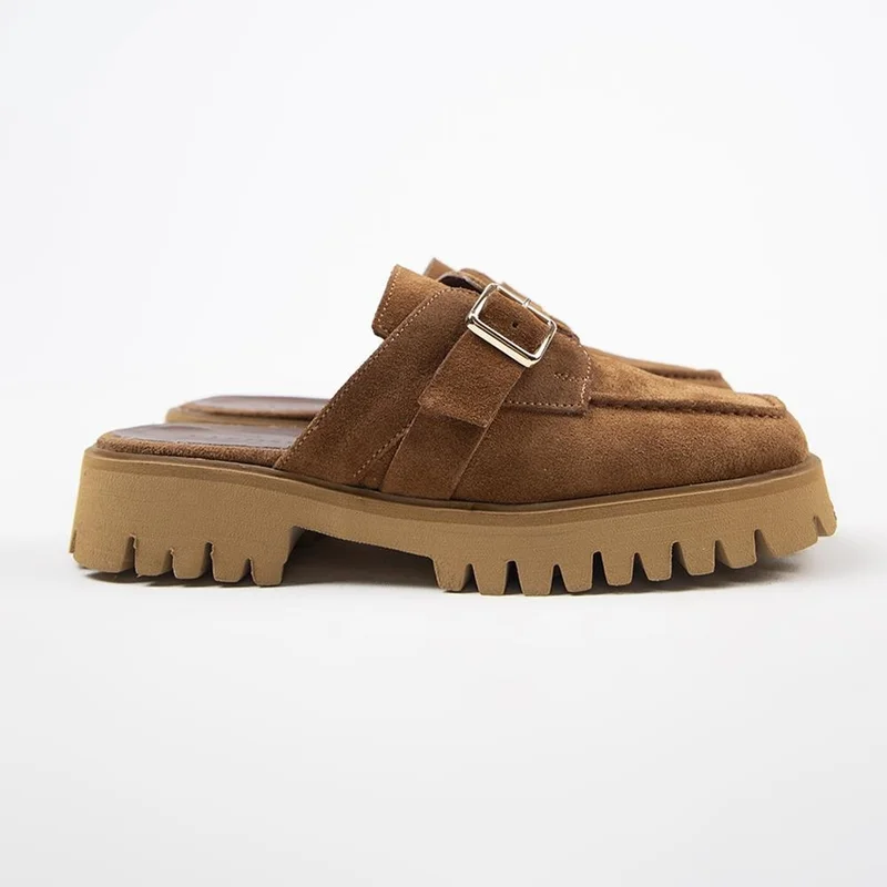 Manijero Manijero Kiem Women's Square Genuine Leather Clogs in Tan