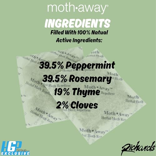 Richards Moth Away Herbal Repellent Sachets – 72 Count Value Pack – 100% Natural Ingredients – Peppermint, Rosemary & Thyme – Non-Toxic Moth Protection for Closets, Drawers & Storage – Made in USA - Image 4