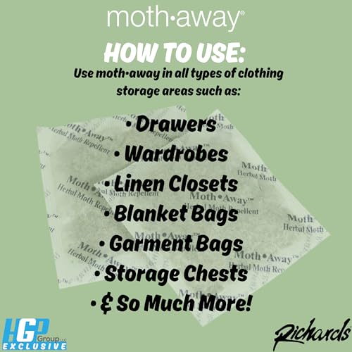 Richards Moth Away Herbal Repellent Sachets – 72 Count Value Pack – 100% Natural Ingredients – Peppermint, Rosemary & Thyme – Non-Toxic Moth Protection for Closets, Drawers & Storage – Made in USA - Image 3