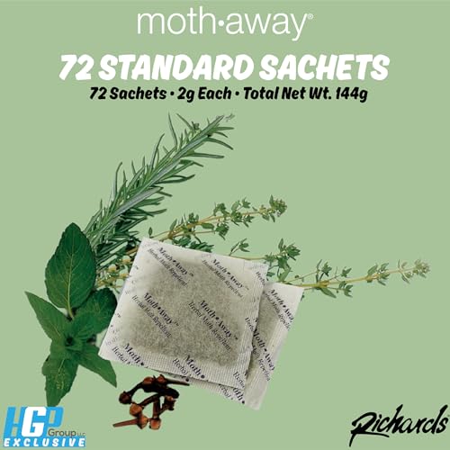 Richards Moth Away Herbal Repellent Sachets – 72 Count Value Pack – 100% Natural Ingredients – Peppermint, Rosemary & Thyme – Non-Toxic Moth Protection for Closets, Drawers & Storage – Made in USA - Image 5