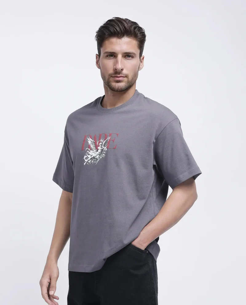 Rare Rabbit Men's Nautical Printed Oversized T-Shirt
