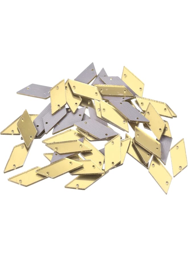 50pcs Sew on Acrylic Irregular Mirror Piece Flat Back DIY Mirrored Rhinestones Mirror Beads for Evening Dresses Cloth Garment Gold 29x10mm - Image 1
