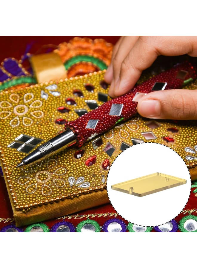 50pcs Sew on Acrylic Irregular Mirror Piece Flat Back DIY Mirrored Rhinestones Mirror Beads for Evening Dresses Cloth Garment Gold 29x10mm - Image 4