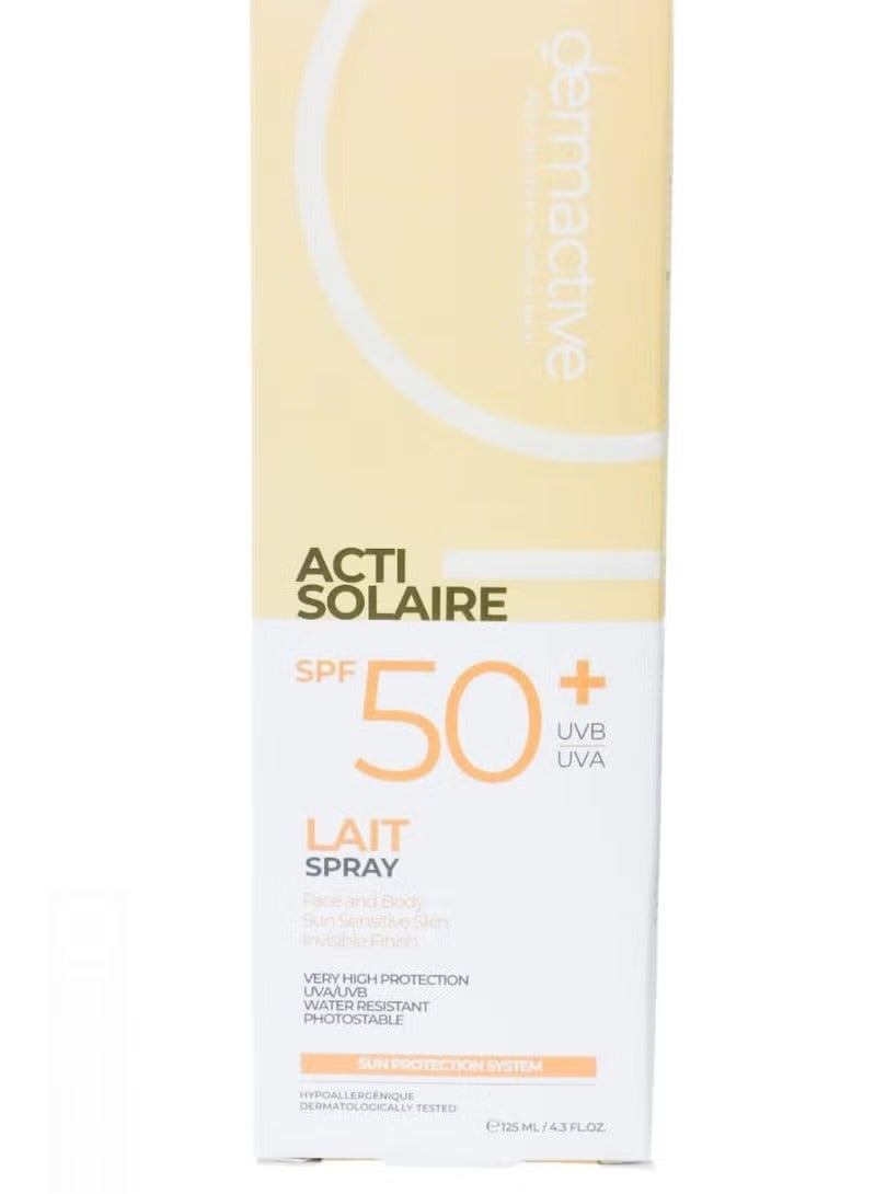 Dermactive Acti Solaire SPF 50+ Sunscreen – Face & Body Lait Spray, High Broad-Spectrum UVA/UVB Protection, Lightweight Fast-Absorbing, 125ml - Image 2