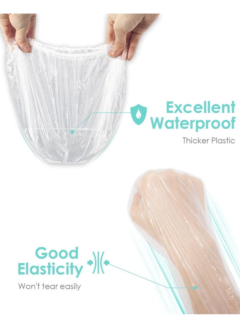 100PCS Disposable Shower Caps, Plastic Clear Hair Cap Large Thick Waterproof Bath Caps for Women, Hotel Travel Essentials Accessories Deep Conditioning Hair Care Cleaning Supplies - Image 3