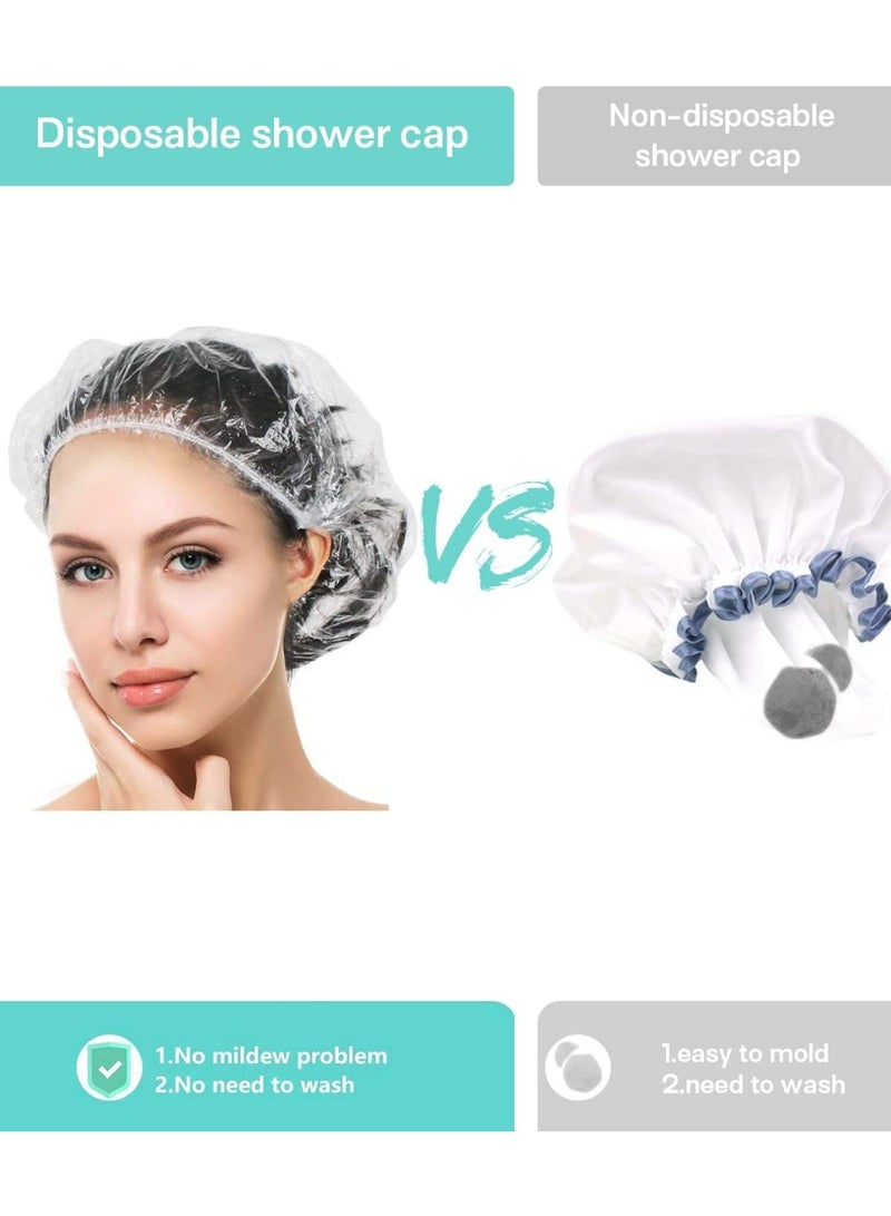 100PCS Disposable Shower Caps, Plastic Clear Hair Cap Large Thick Waterproof Bath Caps for Women, Hotel Travel Essentials Accessories Deep Conditioning Hair Care Cleaning Supplies - Image 4