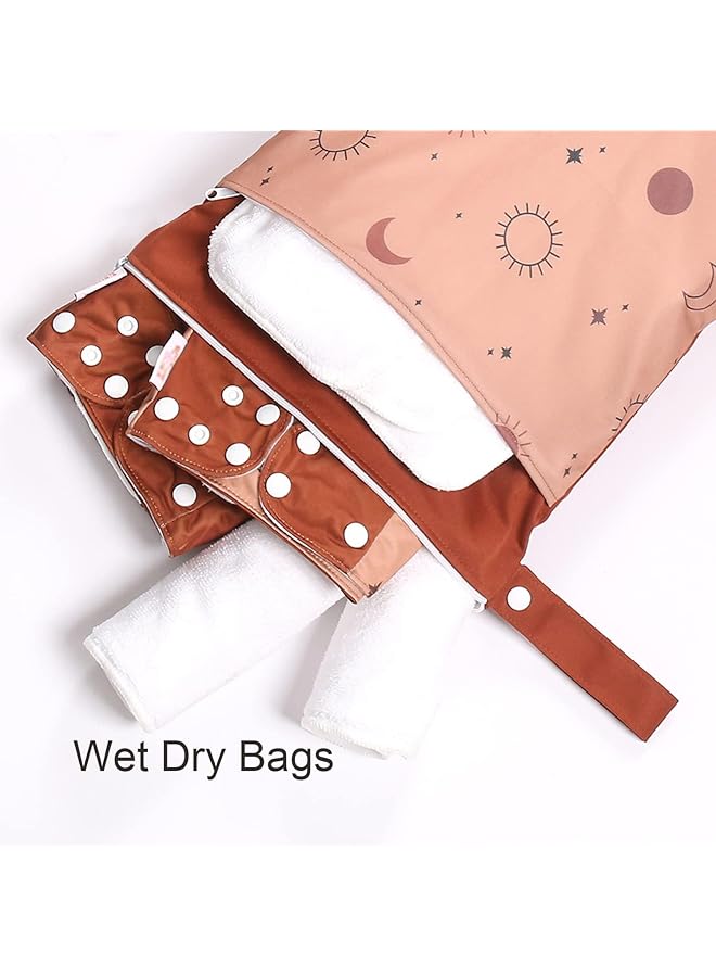 X spring Wet Dry Bags 2 Pack Baby Cloth Diapers Waterproof Reusable Diaper Bag Organizing Pouches Wet Bags For Baby With Two Zippered Pockets And Handle For Travel Beach Pool Gym Bag (40×30Cm) - Image 4