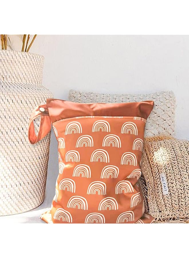 X spring Wet Dry Bags 2 Pack Baby Cloth Diapers Waterproof Reusable Diaper Bag Organizing Pouches Wet Bags For Baby With Two Zippered Pockets And Handle For Travel Beach Pool Gym Bag (40×30Cm) - Image 3