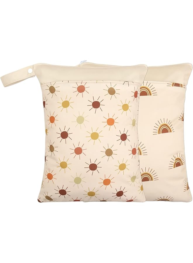 X spring Wet Dry Bags 2 Pack Baby Cloth Diapers Waterproof Reusable Diaper Bag Organizing Pouches Wet Bags For Baby With Two Zippered Pockets And Handle For Travel Beach Pool Gym Bag (40×30Cm) - Image 1