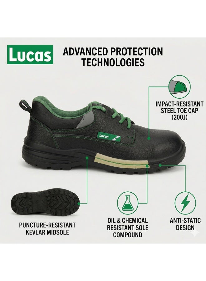 Lucas Oxford LA Steel Toe Industrial Safety Shoes, Durable Work Footwear with Slip Resistant Sole Design for Factory, Warehouse and Outdoor Industrial Use for Men and Women - Image 2
