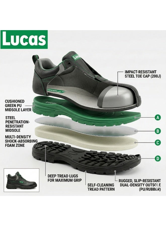 Lucas Oxford LA Steel Toe Industrial Safety Shoes, Durable Work Footwear with Slip Resistant Sole Design for Factory, Warehouse and Outdoor Industrial Use for Men and Women - Image 4
