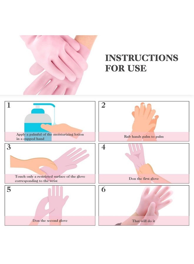 Elcaro Pairs Silicone Moisturizing Gloves Spa Gel Hydrating Gloves Women's Hand Care Gloves, Anti Slip Aloe Lotion Gloves for Repairing Dry Hand, Calluses, Cracked Heels and Softening Rough Skin - Image 5