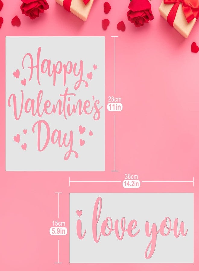 Whaline 12Pcs Valentine's Day Stencil Set Heart Love Painting Stencil Templates Reusable Drawing Template for Wedding Anniversary DIY Art Craft Painting on Wood Paper Fabric Glass Scrapbook Envelope - Image 2