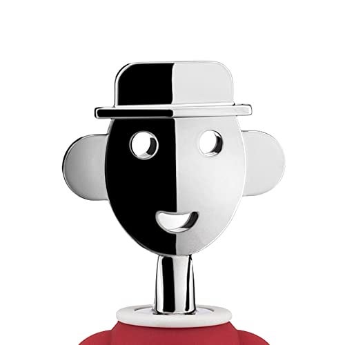Alessi AAM23 R Alessandro M. - Design Corkscrew in Chrome-plated Zamak and Thermoplastic Resin, Red and White - Image 3