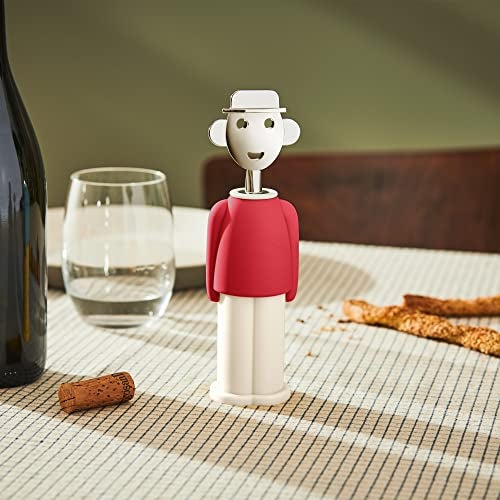 Alessi AAM23 R Alessandro M. - Design Corkscrew in Chrome-plated Zamak and Thermoplastic Resin, Red and White - Image 5