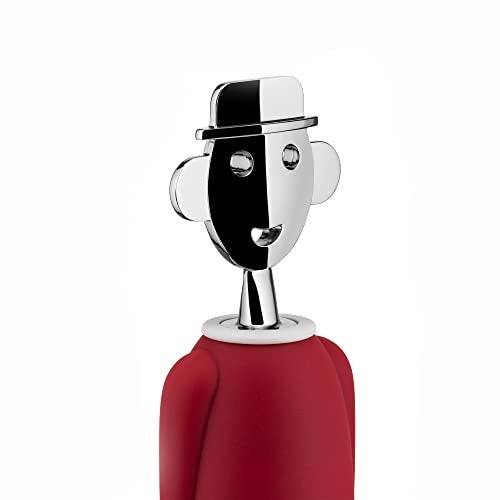 Alessi AAM23 R Alessandro M. - Design Corkscrew in Chrome-plated Zamak and Thermoplastic Resin, Red and White - Image 2