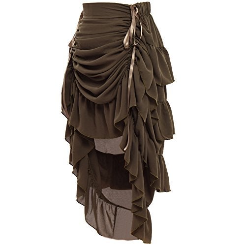 GRACEART Women's Victorian Steampunk Skirt - (Army Green) Large - Image 3