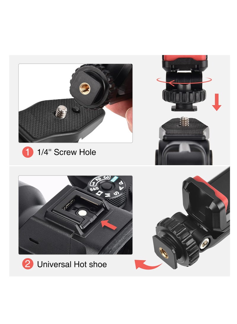 Generic Adjustable Cell Phone Tripod Mount Adapter with Dual Cold Shoe Holders, 360° Rotatable Rubber Pad Clip for iPhone and Samsung, Perfect for Video Live Streaming and Vlogging Rig. - Image 4