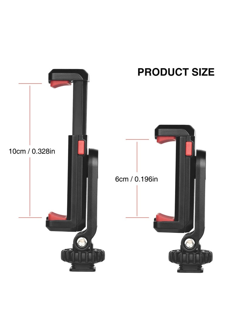 Generic Adjustable Cell Phone Tripod Mount Adapter with Dual Cold Shoe Holders, 360° Rotatable Rubber Pad Clip for iPhone and Samsung, Perfect for Video Live Streaming and Vlogging Rig. - Image 5