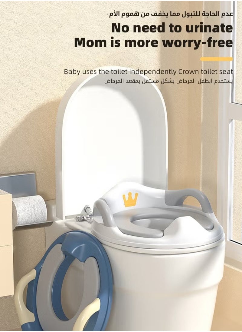 MIXDE - Potty Training Seat, Removable Design Toilet Train Seats, Potties Chair for Kids Toddlers Boys Girls, Portable Children Travel Toileting Toilets, with Handles and Backrest, Grey Cartoon Crown Shape - Image 1