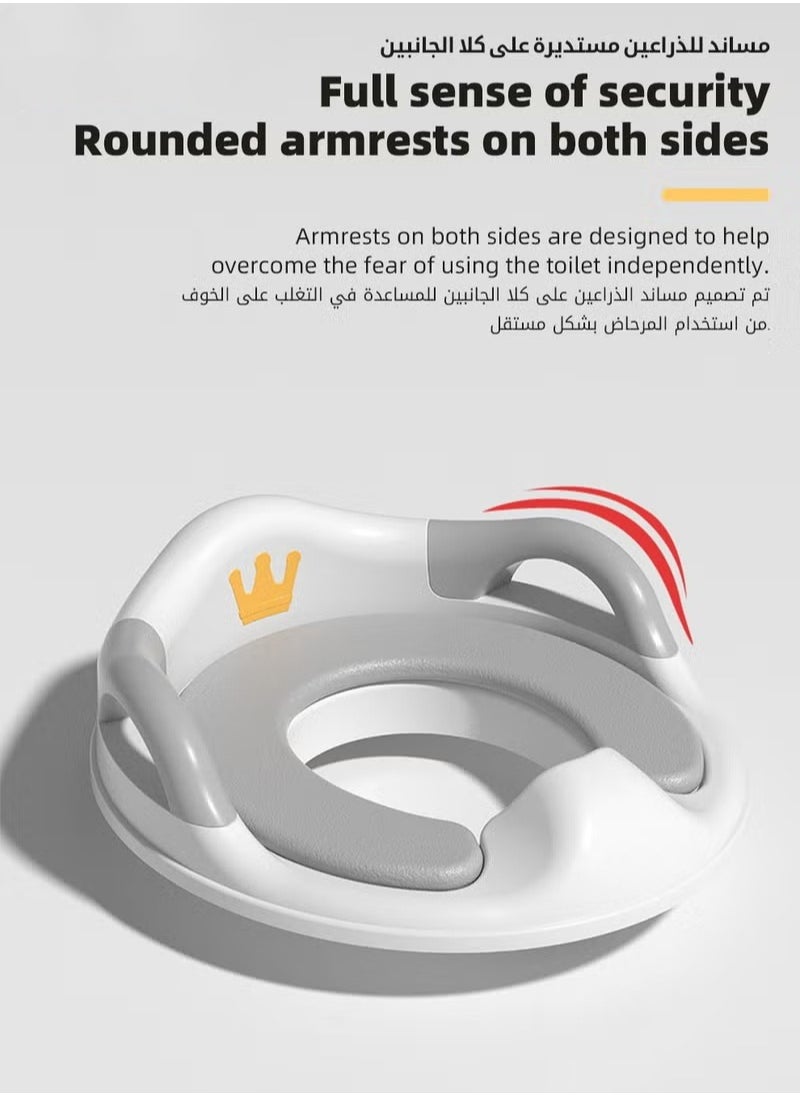 MIXDE - Potty Training Seat, Removable Design Toilet Train Seats, Potties Chair for Kids Toddlers Boys Girls, Portable Children Travel Toileting Toilets, with Handles and Backrest, Grey Cartoon Crown Shape - Image 1