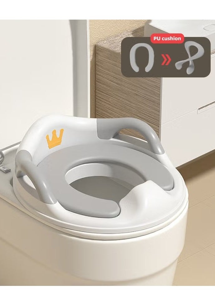 MIXDE - Potty Training Seat, Removable Design Toilet Train Seats, Potties Chair for Kids Toddlers Boys Girls, Portable Children Travel Toileting Toilets, with Handles and Backrest, Grey Cartoon Crown Shape - Image 1