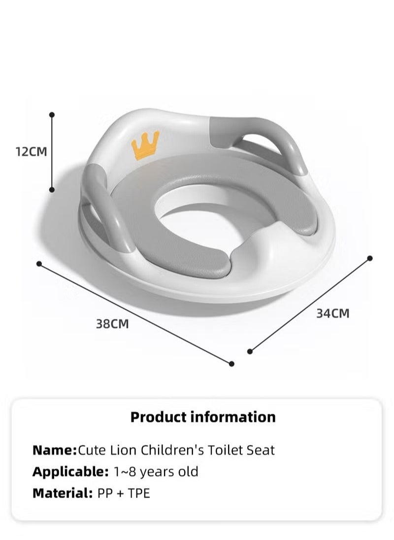 MIXDE - Potty Training Seat, Removable Design Toilet Train Seats, Potties Chair for Kids Toddlers Boys Girls, Portable Children Travel Toileting Toilets, with Handles and Backrest, Grey Cartoon Crown Shape - Image 1