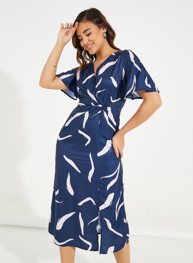 Styli Printed Knot Midi Dress - Image 2