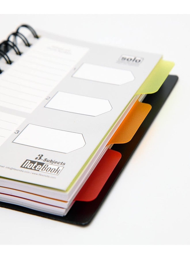 سولو دفتر ملاحظات تنفيذي SOLO A6 بثلاثة أقسام - 240 صفحة | 3 فواصل قابلة لإعادة التثبيت، مخطط شهري، جيب تخزين وفتحة لبطاقة العمل | تجليد حلقي مزدوج | 3 أقسام مقسمة لتنظيم الملاحظات - Image 5