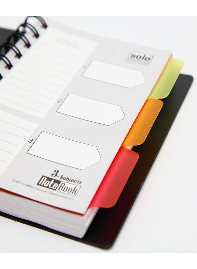 سولو دفتر ملاحظات تنفيذي SOLO A6 بثلاثة أقسام - 240 صفحة | 3 فواصل قابلة لإعادة التثبيت، مخطط شهري، جيب تخزين وفتحة لبطاقة العمل | تجليد حلقي مزدوج | 3 أقسام مقسمة لتنظيم الملاحظات - Image 3