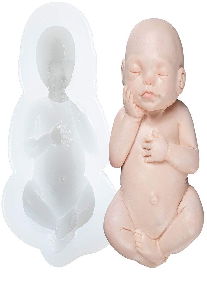 FUNSHOWCASE Large Sleeping Baby Fondant Silicone Mold for Cake Topper Decoration Chocolate Soap Candle Wax Clay 3.6x2inch - Image 1