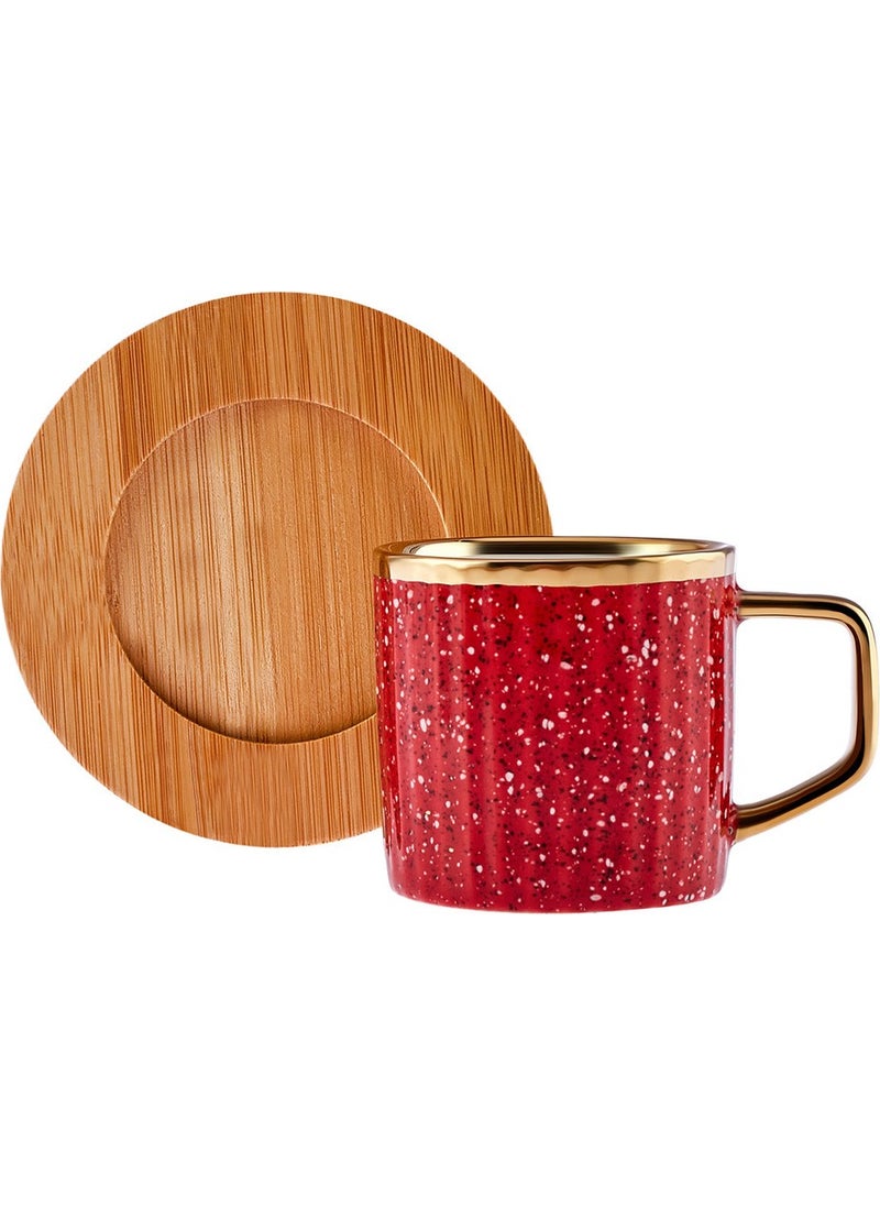 Karaca Bamboo Tray Set for 6 Colorful Coffee Cups 90 ml  - Image 5
