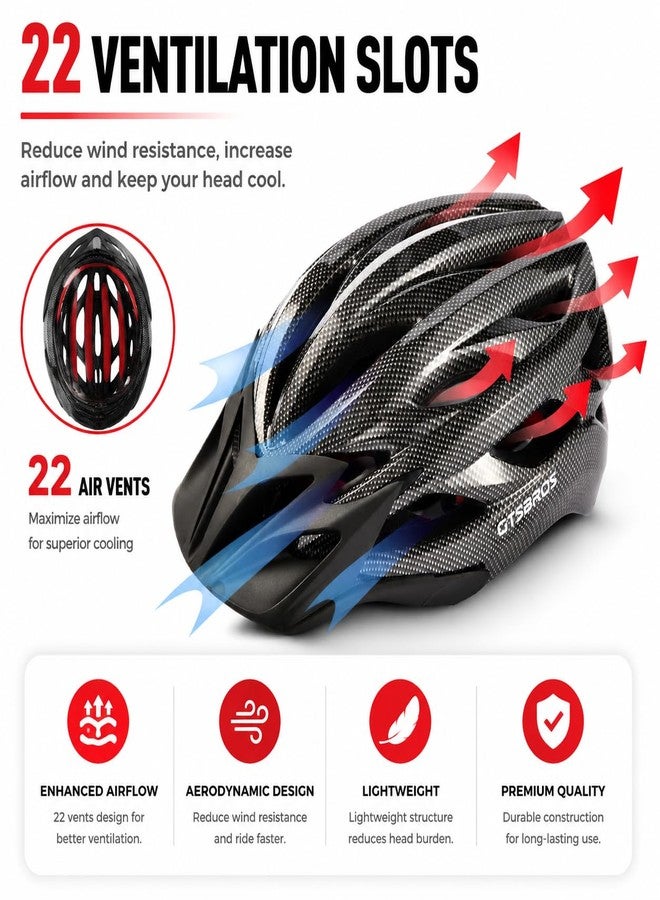 GTSBROS Bike Helmet with Visor for Men Women – Lightweight Road & Mountain Bicycle Helmet – Adjustable Adult Cycling Helmet for Commuting, MTB & E-Bike, CPSC Certified - Image 3