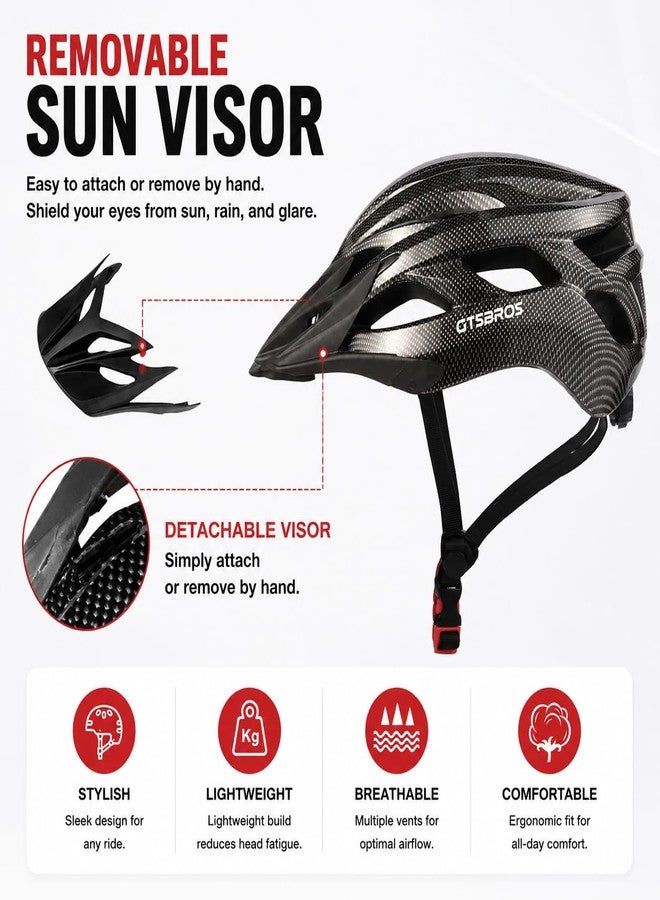 GTSBROS Bike Helmet with Visor for Men Women – Lightweight Road & Mountain Bicycle Helmet – Adjustable Adult Cycling Helmet for Commuting, MTB & E-Bike, CPSC Certified - Image 4