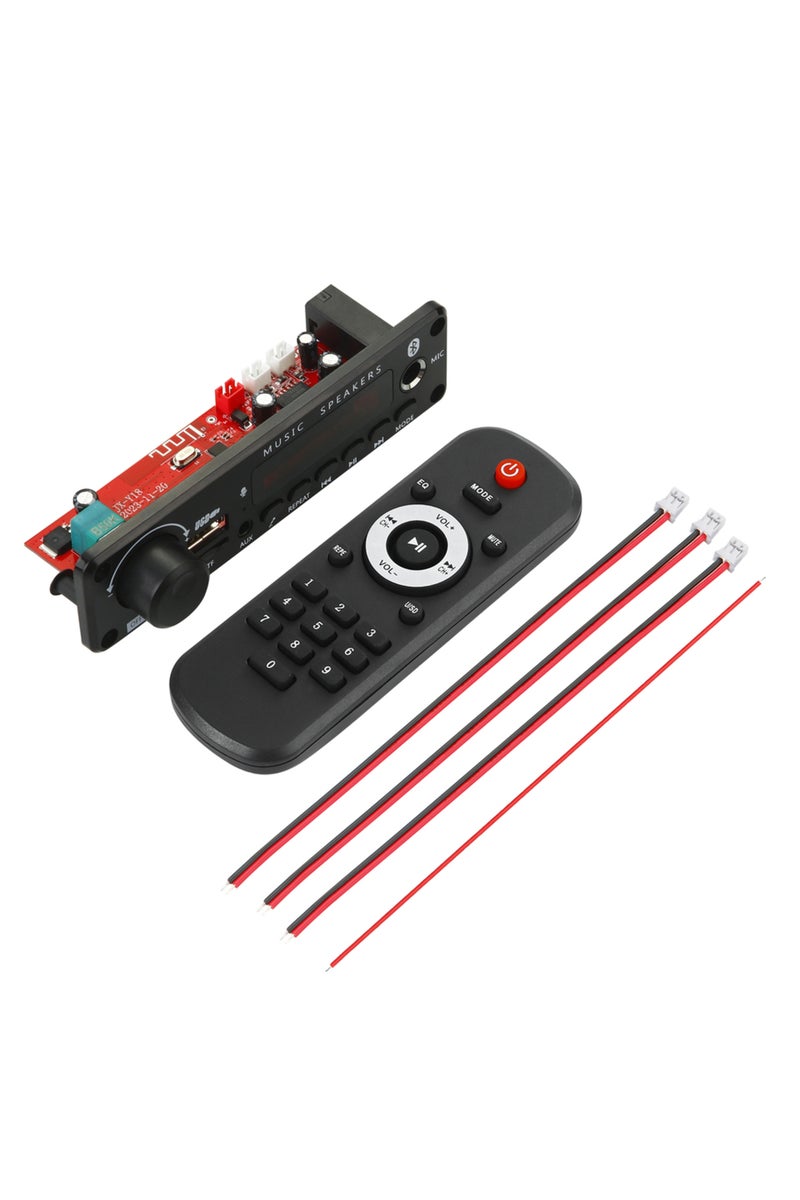 مكبر صوت أبيض يعمل بتيار مستمر 12 فولت بقدرة 50 واط، مزود بتقنية بلوتوث 5.0، مشغل MP3، لوحة فك تشفير، راديو FM، منفذ بطاقة TF، منفذ USB، منفذ AUX 3.5 ملم، وحدة B