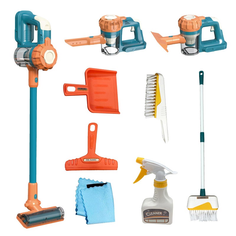 BAYMI Kids Vacuum That Really Works 9Pcs Aged 3 Kid Cleaning Set for Toddlers Toy Cleaner Kids Broom and Dustpan Set Scrub Brushes Baby Boy Girl Gifts  950Blue - Image 2