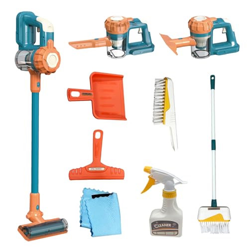 BAYMI Kids Vacuum That Really Works 9Pcs Aged 3 Kid Cleaning Set for Toddlers Toy Cleaner Kids Broom and Dustpan Set Scrub Brushes Baby Boy Girl Gifts  950Blue - Image 1