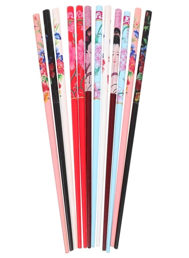 Truvic Hair Juda Bun Classic Stick Floral Printed Colorful Chopstick Hair Stick For Juda & Bun Pin Flower Hair Pin Juda Stick for Women and girls Multicolour (Pack of 12) - Image 1