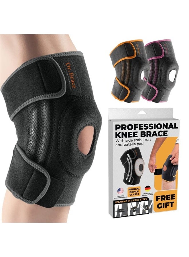 DR. BRACE ELITE Knee Brace with Side Stabilizers & Patella Gel Pads for Maximum Knee Pain Support and fast recovery for men and women-Please Check How To Size Video (Mercury, Large) - Image 1