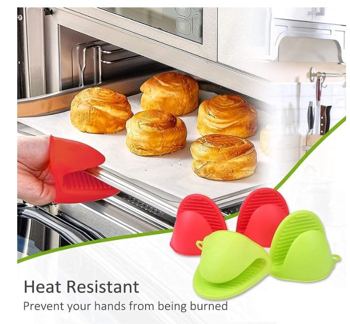 VBR Silicone Pot Holder Heat Resistant Oven Mitts Glove Cooking Pinch Grips Glove Hand Clip Kitchen Pot Holder Multicolor Pack of 2  - Image 3