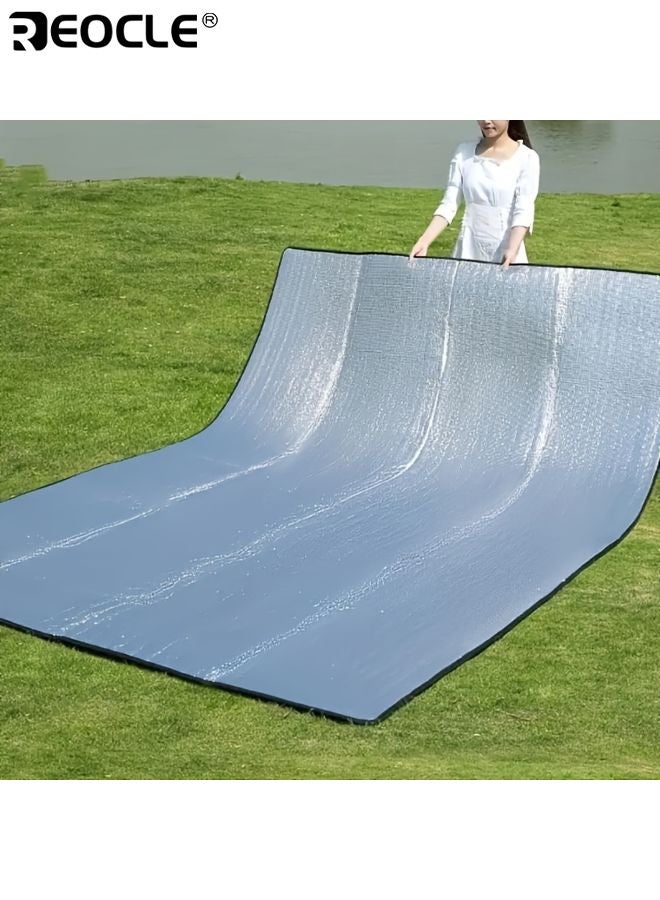 REOCLE Foldable Camping Mat Tent Pad Outdoor Picnic Mat Durable Moisture-Proof Park Cushion Aluminum Foil EVA Fabric Easy to Clean Hand Washable 78.7*78.7inches - Image 1