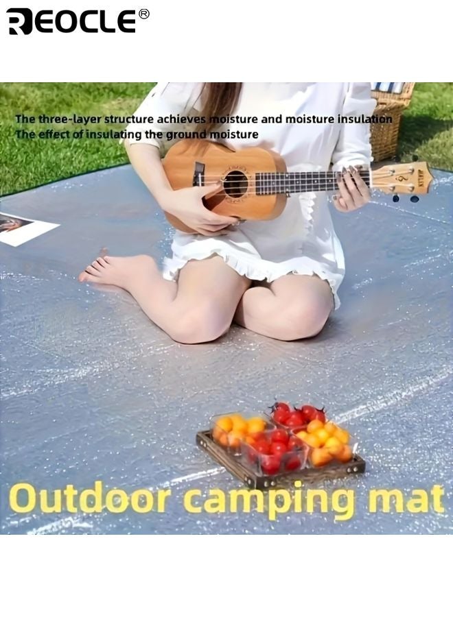REOCLE Foldable Camping Mat Tent Pad Outdoor Picnic Mat Durable Moisture-Proof Park Cushion Aluminum Foil EVA Fabric Easy to Clean Hand Washable 78.7*78.7inches - Image 2