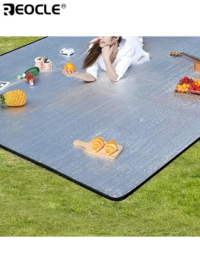 REOCLE Foldable Camping Mat Tent Pad Outdoor Picnic Mat Durable Moisture-Proof Park Cushion Aluminum Foil EVA Fabric Easy to Clean Hand Washable 78.7*78.7inches - Image 3