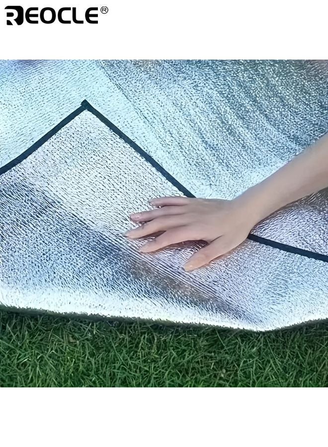 REOCLE Foldable Camping Mat Tent Pad Outdoor Picnic Mat Durable Moisture-Proof Park Cushion Aluminum Foil EVA Fabric Easy to Clean Hand Washable 78.7*78.7inches - Image 5