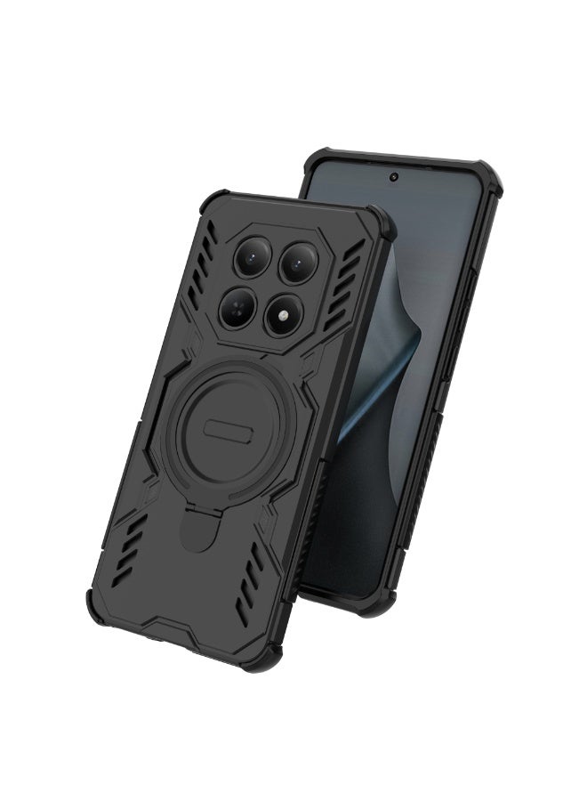 جراب Xiaomi Redmi Note 15 4G – كفر حماية أرمور مقاوم للصدمات مع مغناطيس للسيارة وحلقة دوارة 360° وفتحات لتبديد الحرارة - Image 2