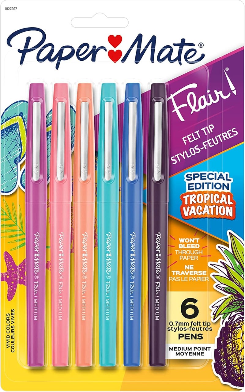 Paper Mate Flair Felt Tip Pens, Medium Point, Limited Edition Candy Pop Pack, Pack of 6 (1979425) - Image 1